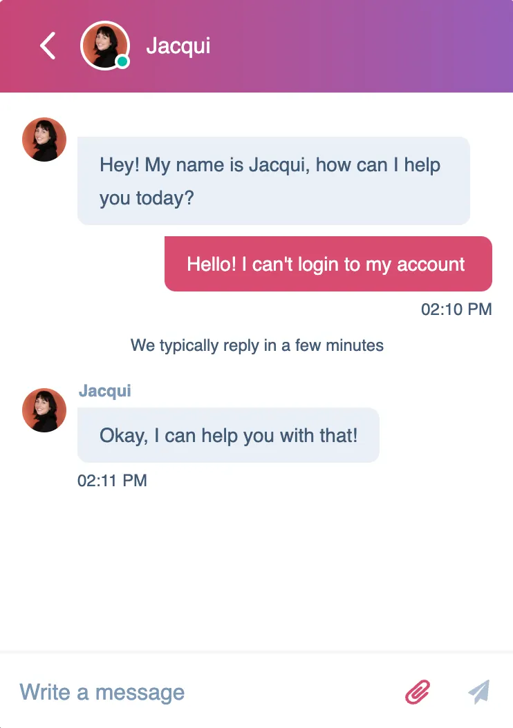 Live chat widget on a tradie website