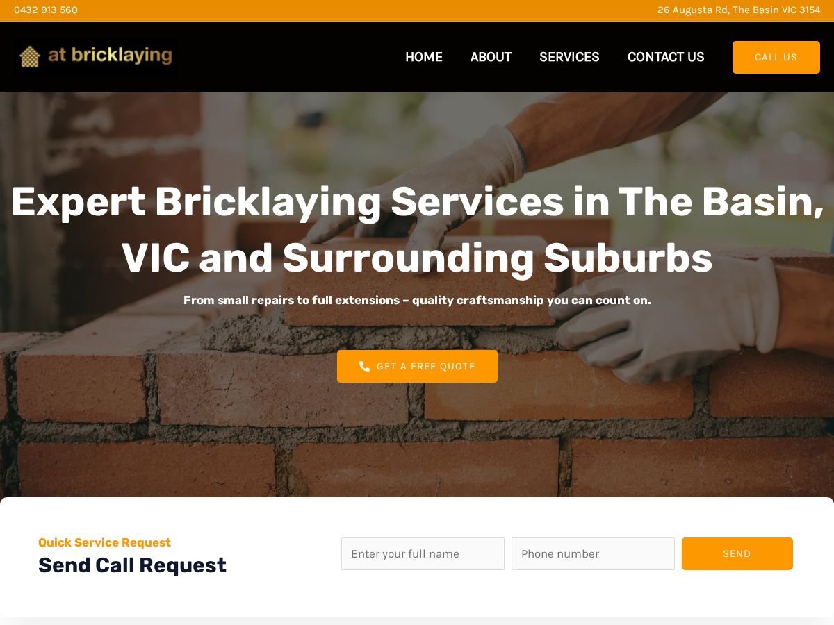 AT Bricklaying website preview