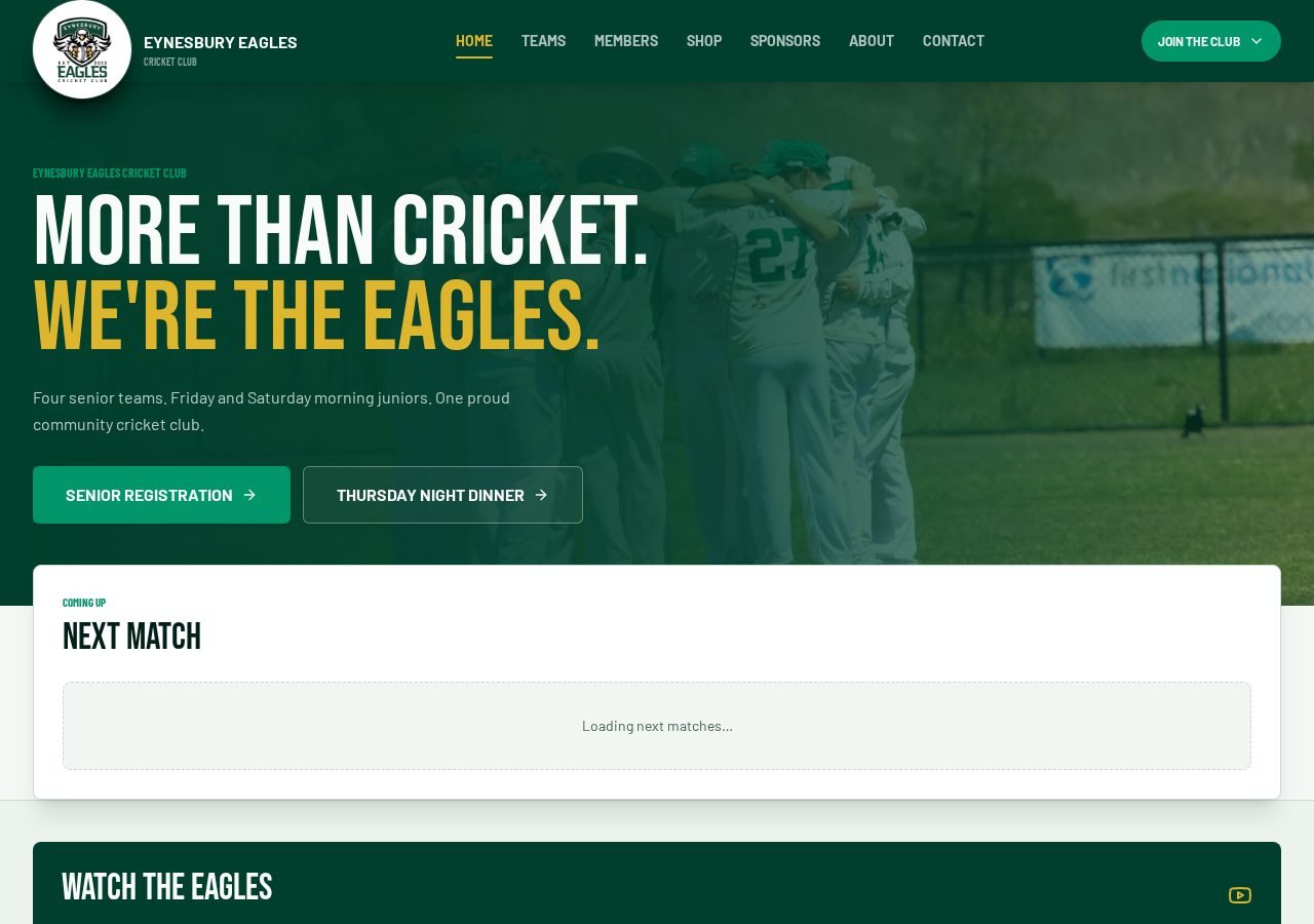 Eynesbury Eagles Cricket Club website preview