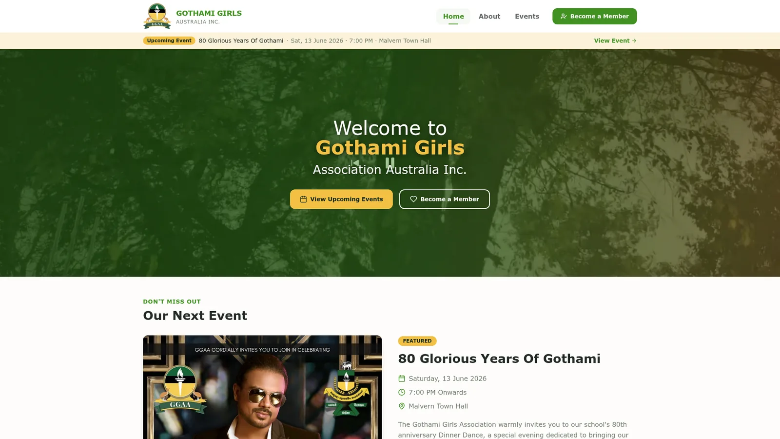 Gothami Association website preview