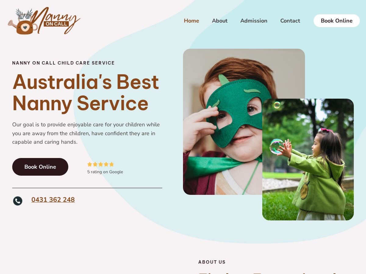 Nanny On Call website preview