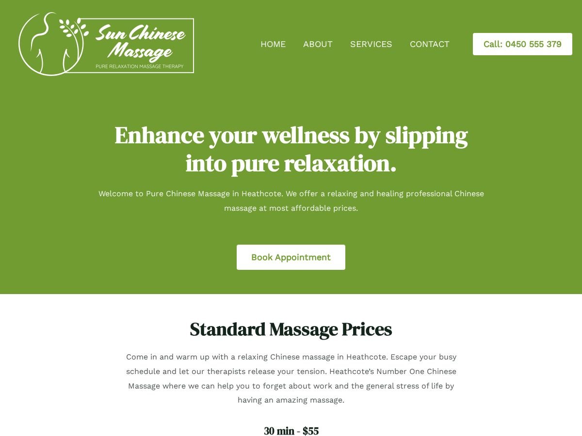 Sun Chinese Massage website preview